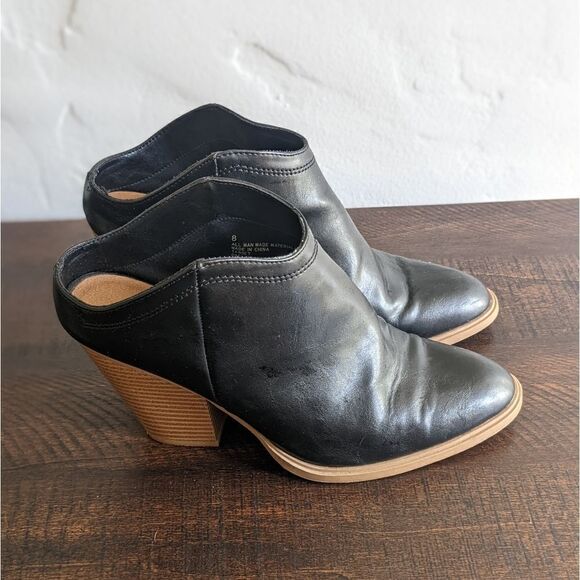 DV Dolce Vita Black Slip-on Open Heeled Ankle Booties - Picture 1 of 8